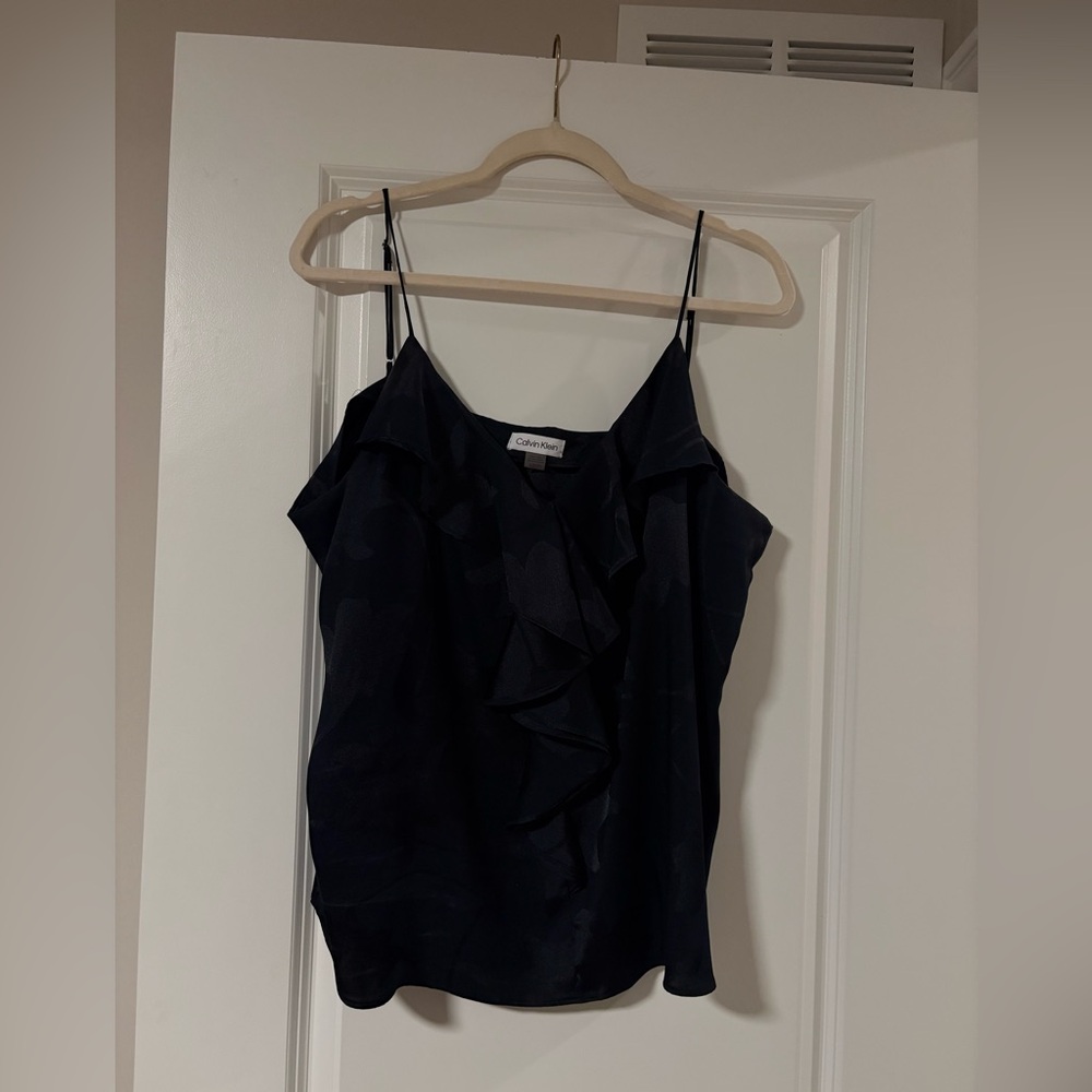 Calvin Klein V Neck Black Floral Tank Top XL